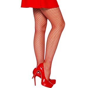 Red Fishnet Tights | One Size Stretch Festival & Party Pantyhose